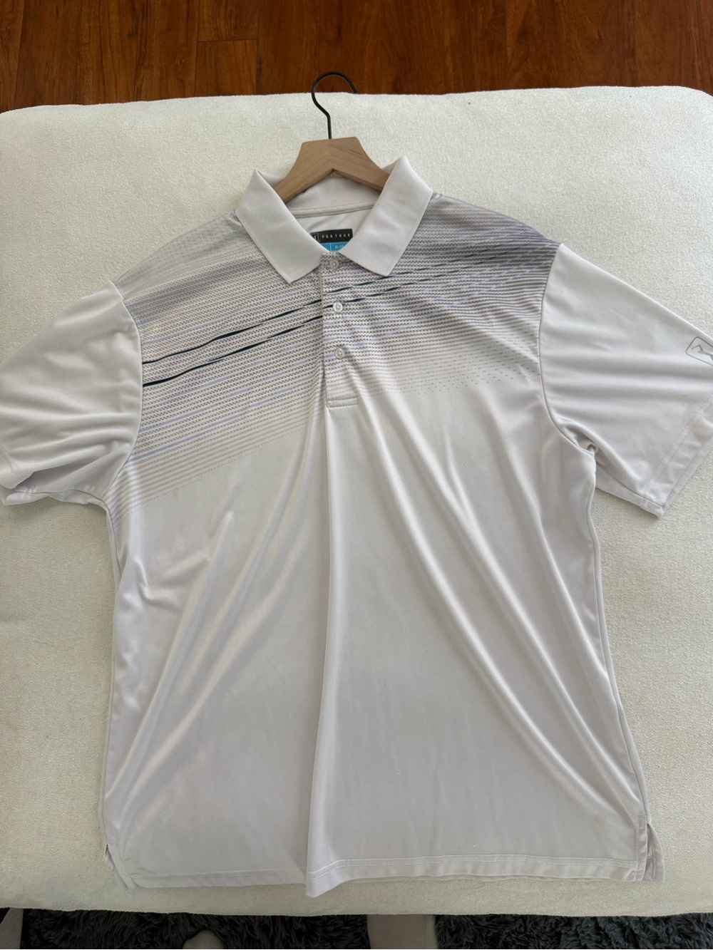 PGA Tour White Polo with Subtle Gray and Navy Accents